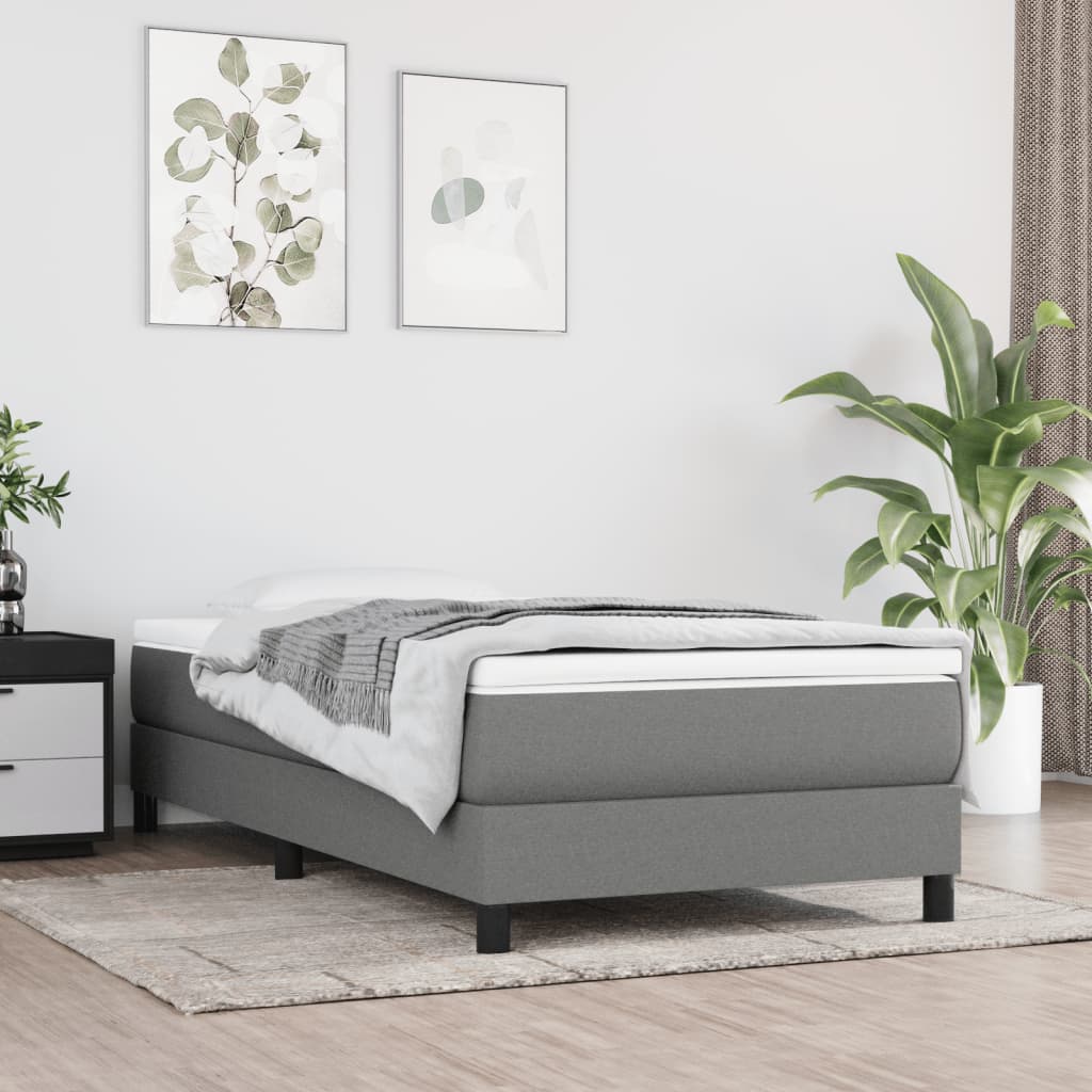 Boxspring bed 90x200 cm stof donkergrijs is nu te koop bij PeponiXL, paradijselijk wonen!