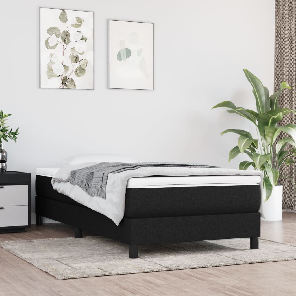 Boxspring bed 90x200 cm stof zwart is nu te koop bij PeponiXL, paradijselijk wonen!