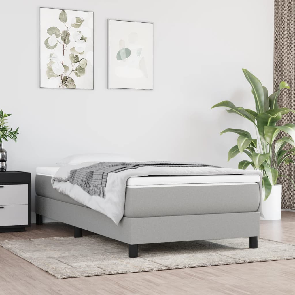 Boxspring bed 100x200 cm stof lichtgrijs is nu te koop bij PeponiXL, paradijselijk wonen!