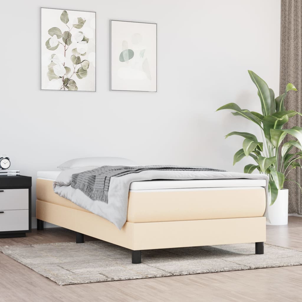 Boxspring bed 100x200 cm stof crèmekleurig is nu te koop bij PeponiXL, paradijselijk wonen!