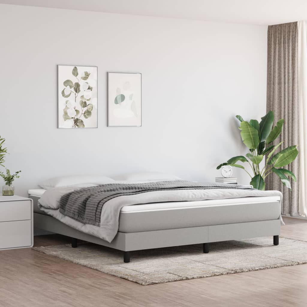 Boxspring bed stof lichtgrijs 180x200 cm is nu te koop bij PeponiXL, paradijselijk wonen!