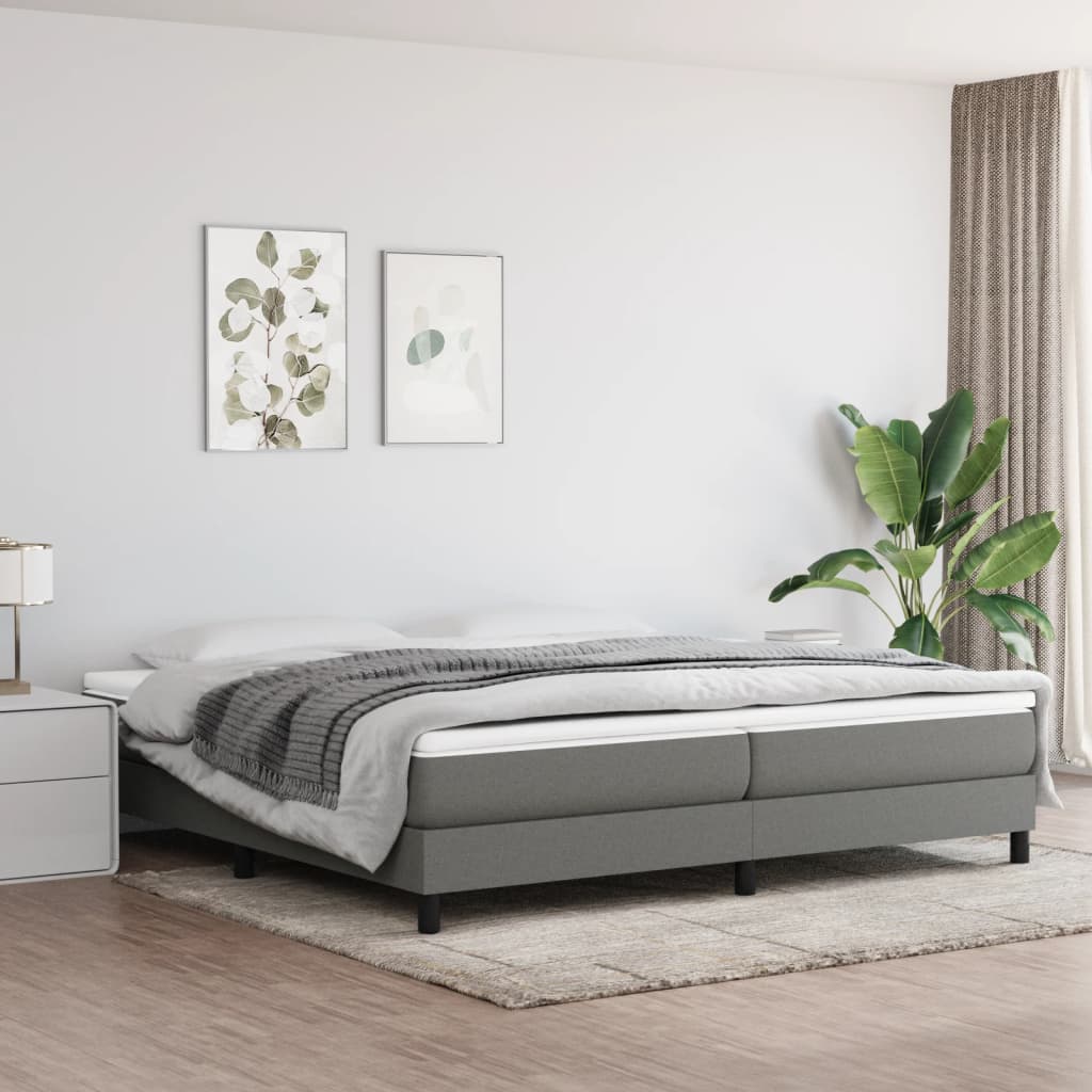 Boxspring bed stof donkergrijs 200x200 cm is nu te koop bij PeponiXL, paradijselijk wonen!