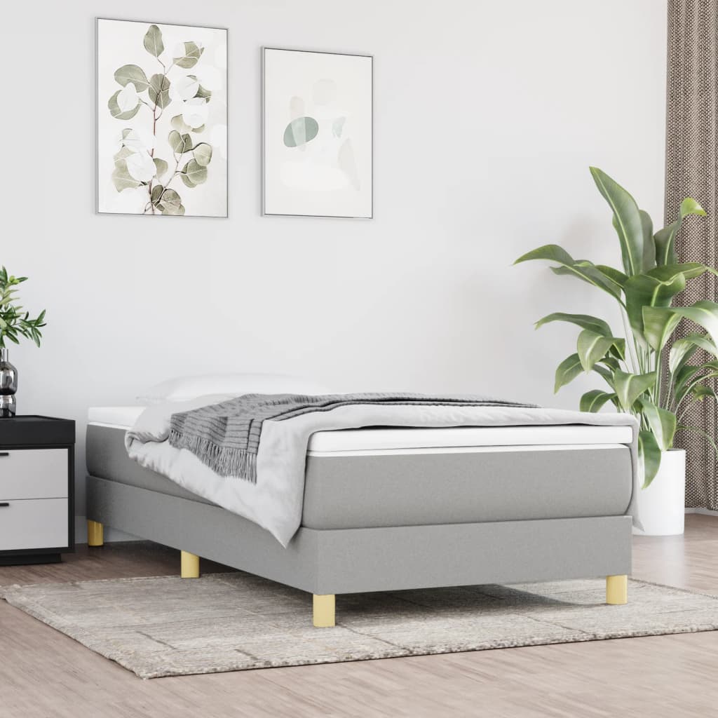 Boxspring bed 80x200 cm stof lichtgrijs is nu te koop bij PeponiXL, paradijselijk wonen!
