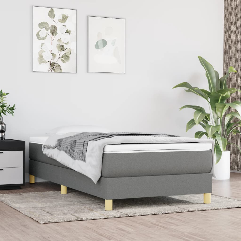 Boxspring bed 90x190 cm stof donkergrijs is nu te koop bij PeponiXL, paradijselijk wonen!
