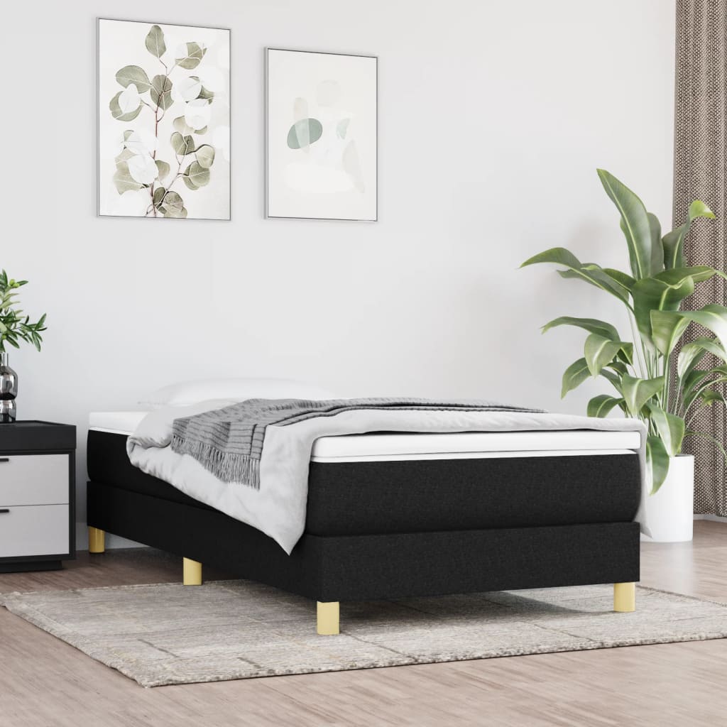 Boxspring bed 90x190 cm stof zwart is nu te koop bij PeponiXL, paradijselijk wonen!