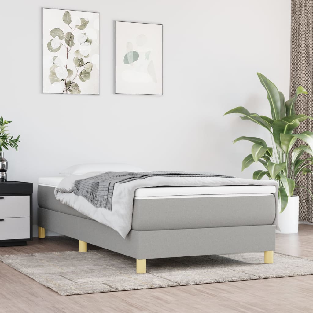 Boxspring bed 90x200 cm stof lichtgrijs is nu te koop bij PeponiXL, paradijselijk wonen!