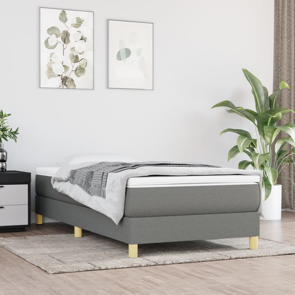 Boxspring bed 100x200 cm stof donkergrijs is nu te koop bij PeponiXL, paradijselijk wonen!