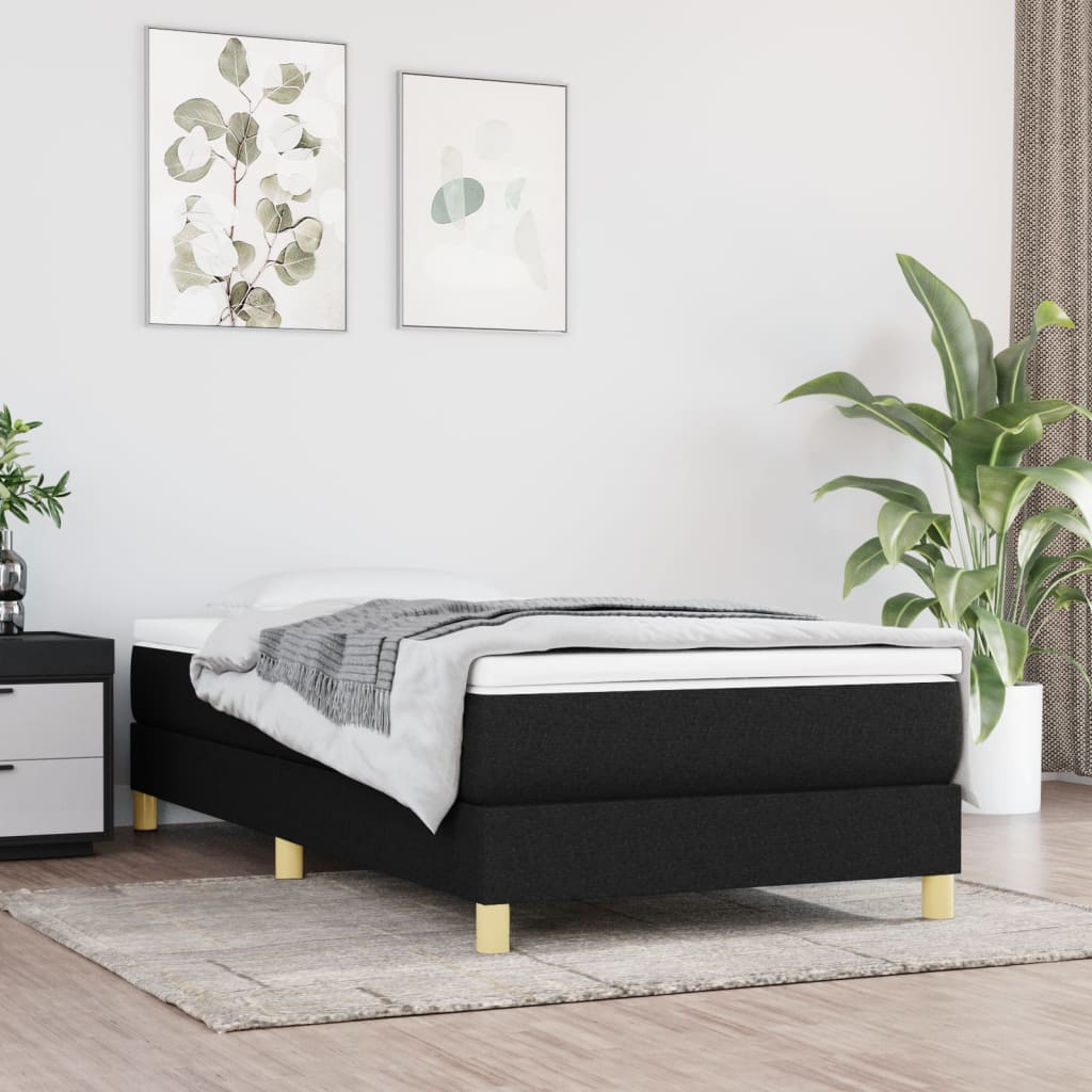 Boxspring bed 100x200 cm stof zwart is nu te koop bij PeponiXL, paradijselijk wonen!