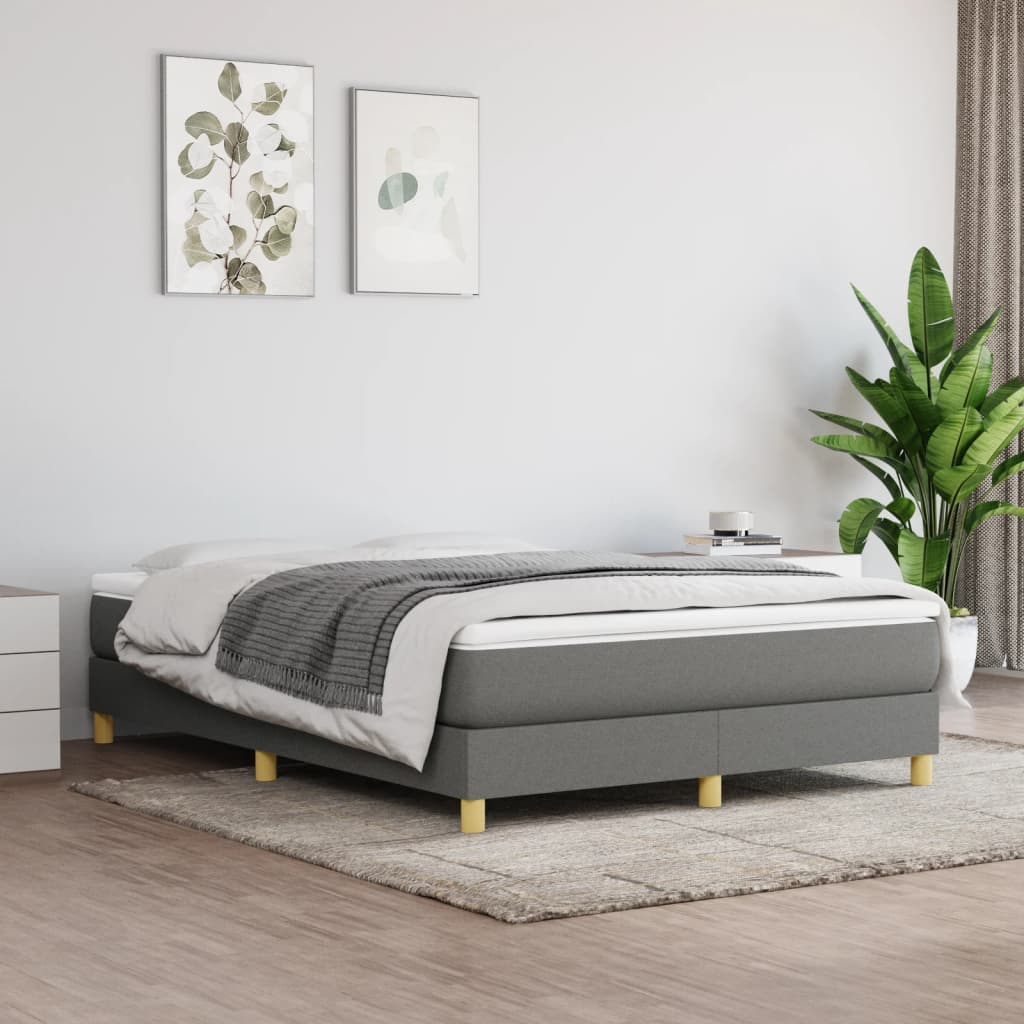 Boxspring bed stof donkergrijs 140x190 cm is nu te koop bij PeponiXL, paradijselijk wonen!