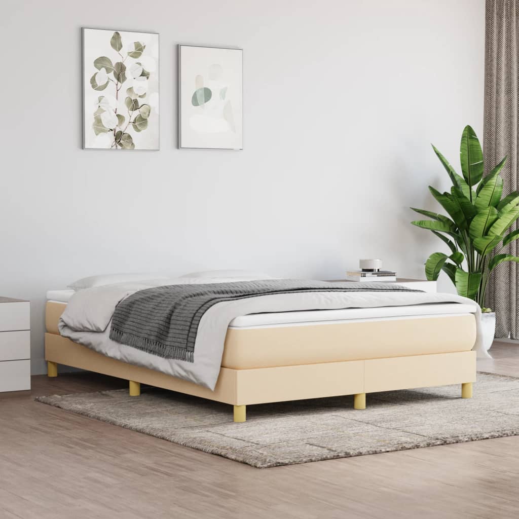 Boxspring bed stof crèmekleurig 140x200 cm is nu te koop bij PeponiXL, paradijselijk wonen!