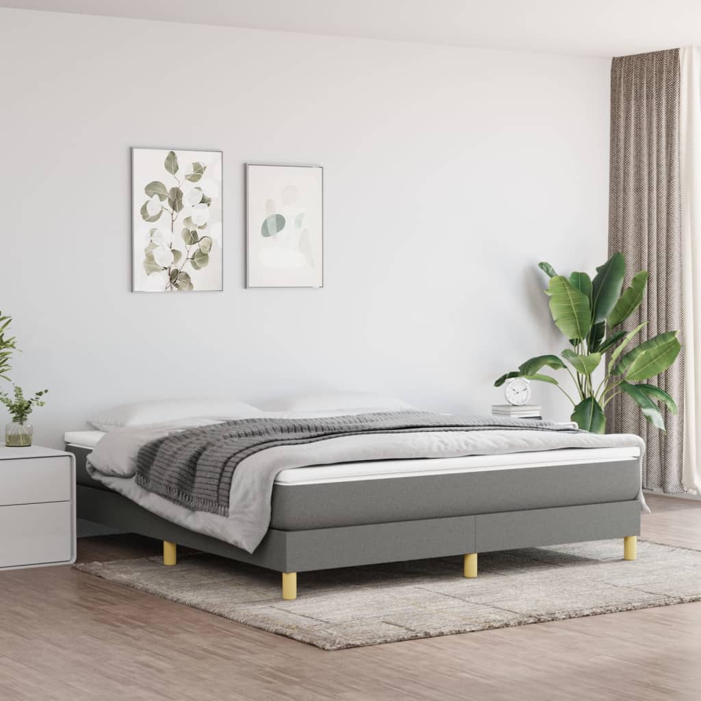 Boxspring bed stof donkergrijs 160x200 cm is nu te koop bij PeponiXL, paradijselijk wonen!