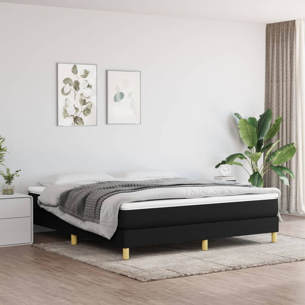 Boxspring bed stof zwart 160x200 cm is nu te koop bij PeponiXL, paradijselijk wonen!
