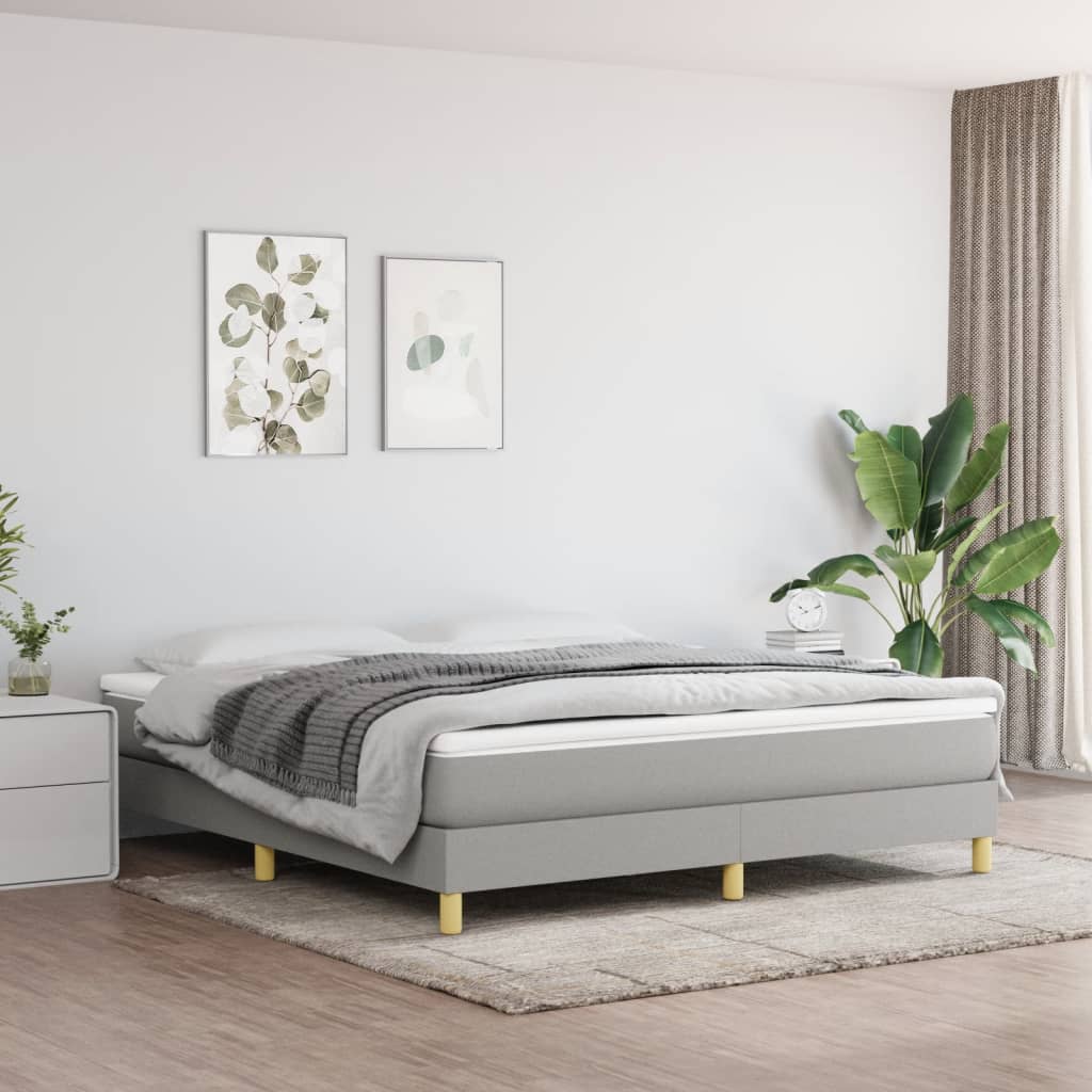 Boxspring bed stof lichtgrijs 180x200 cm is nu te koop bij PeponiXL, paradijselijk wonen!