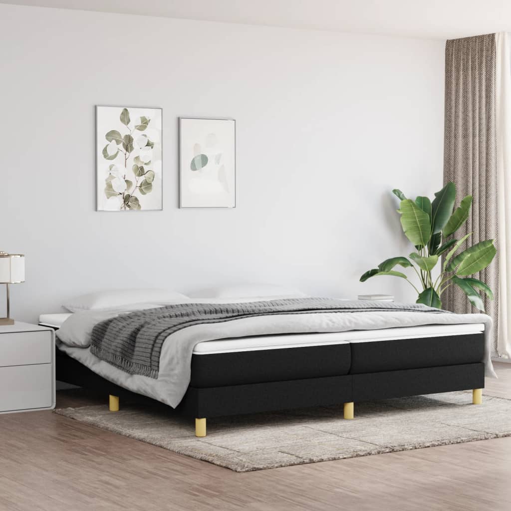 Boxspring bed stof zwart 200x200 cm is nu te koop bij PeponiXL, paradijselijk wonen!