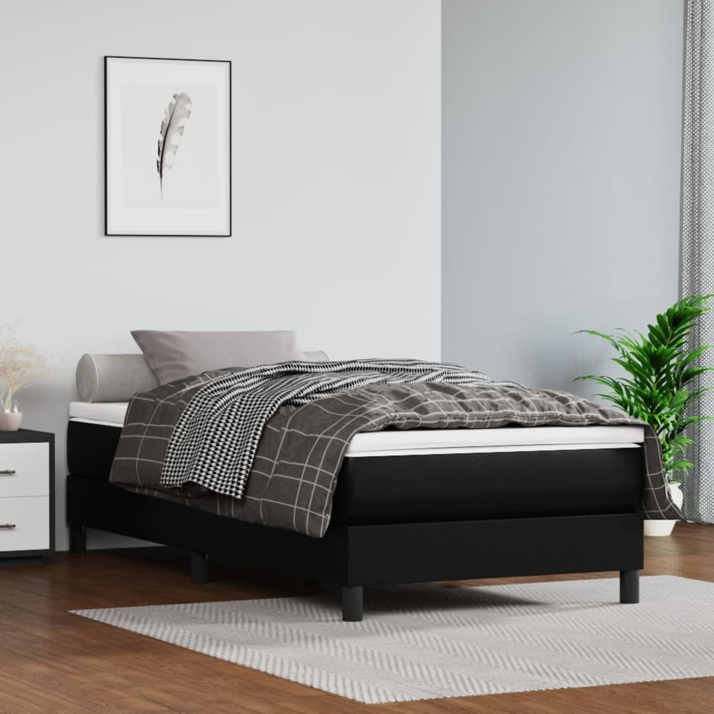 Boxspring bed kunstleer zwart 80x200 cm is nu te koop bij PeponiXL, paradijselijk wonen!