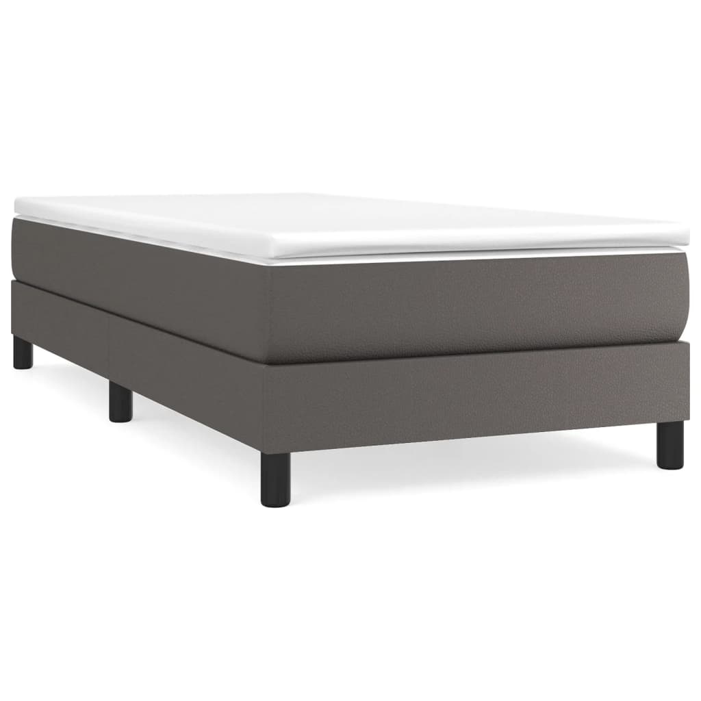 Boxspring bed kunstleer grijs 80x200 cm is nu te koop bij PeponiXL, paradijselijk wonen!