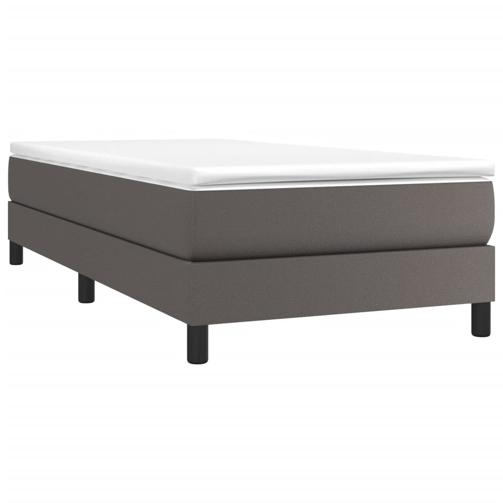 Boxspring bed kunstleer grijs 80x200 cm is nu te koop bij PeponiXL, paradijselijk wonen!