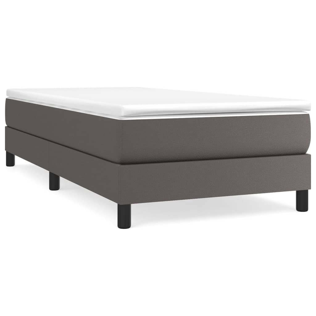 Boxspring bed kunstleer grijs 90x200 cm is nu te koop bij PeponiXL, paradijselijk wonen!