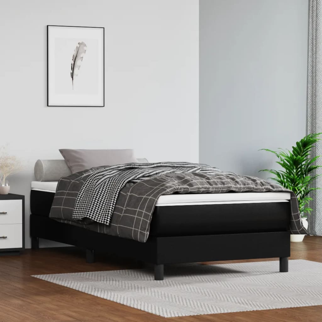 Boxspring bed kunstleer zwart 100x200 cm is nu te koop bij PeponiXL, paradijselijk wonen!