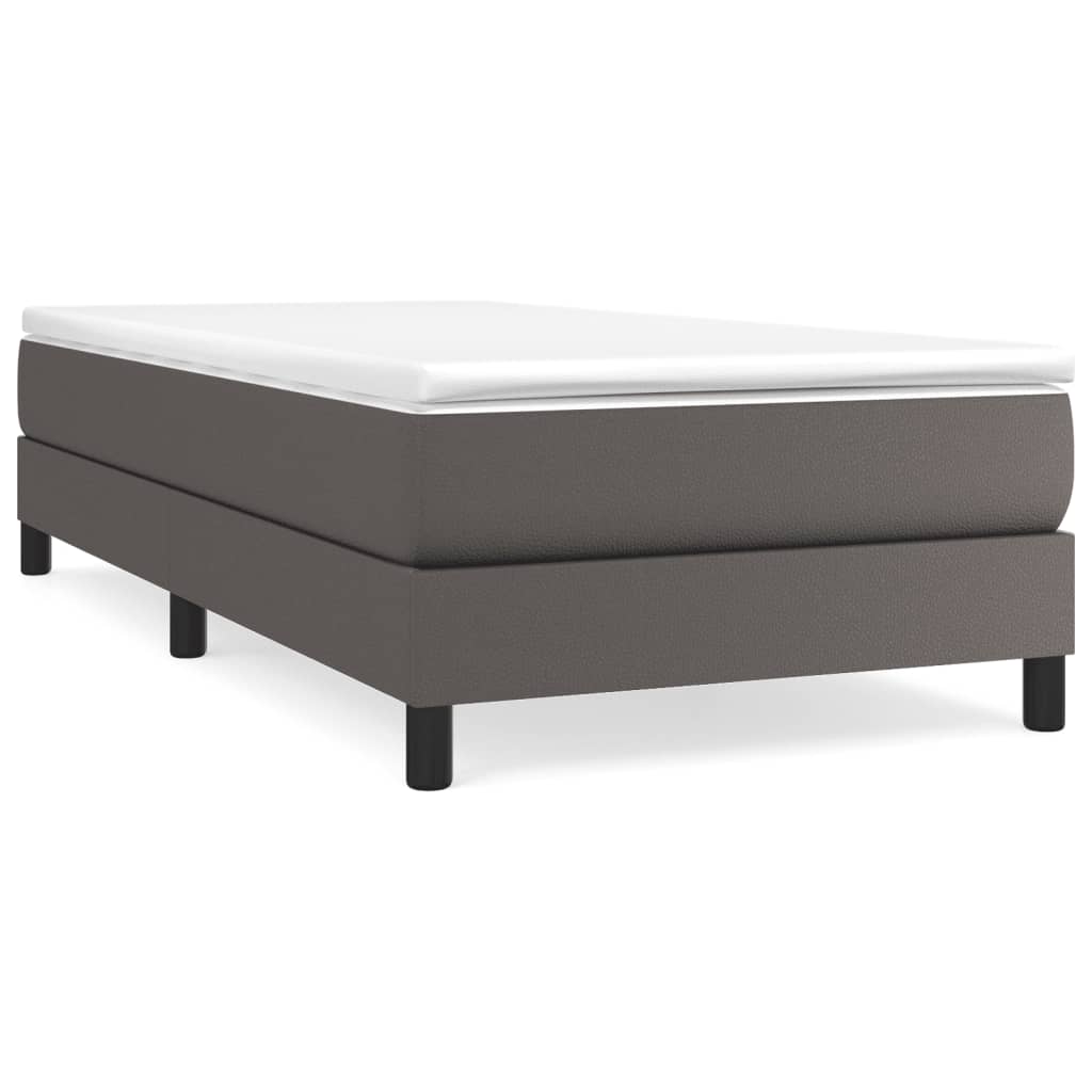 Boxspring bed kunstleer grijs 100x200 cm is nu te koop bij PeponiXL, paradijselijk wonen!