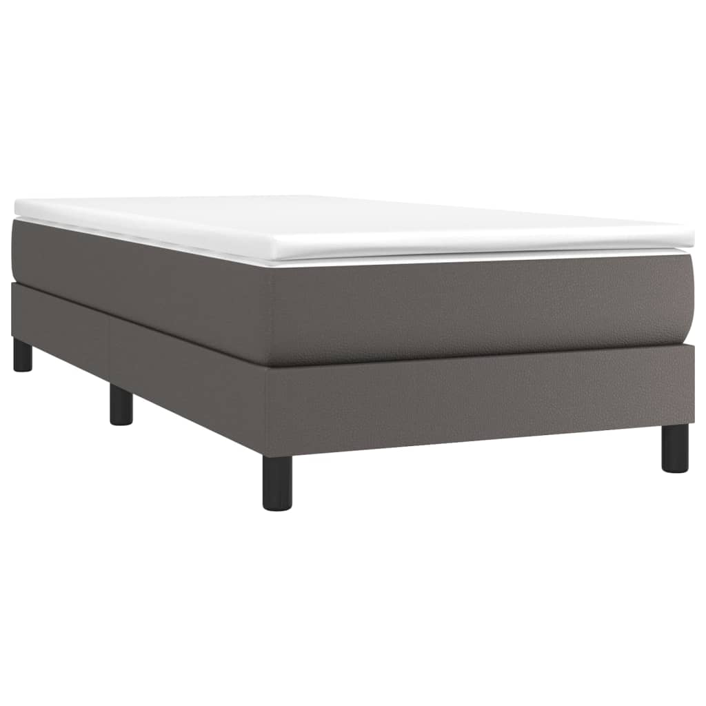 Boxspring bed kunstleer grijs 100x200 cm is nu te koop bij PeponiXL, paradijselijk wonen!
