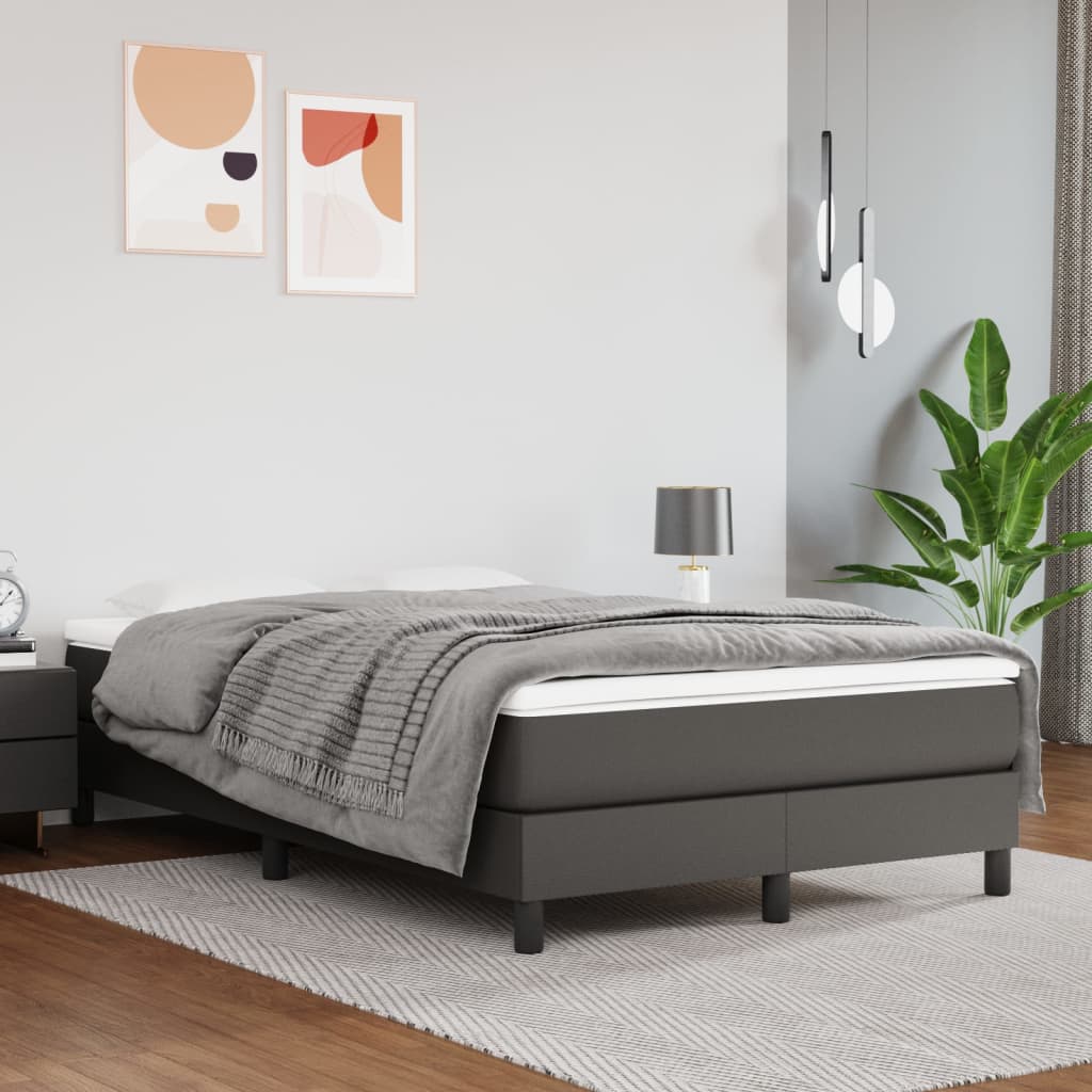 Boxspring bed kunstleer grijs 120x200 cm is nu te koop bij PeponiXL, paradijselijk wonen!