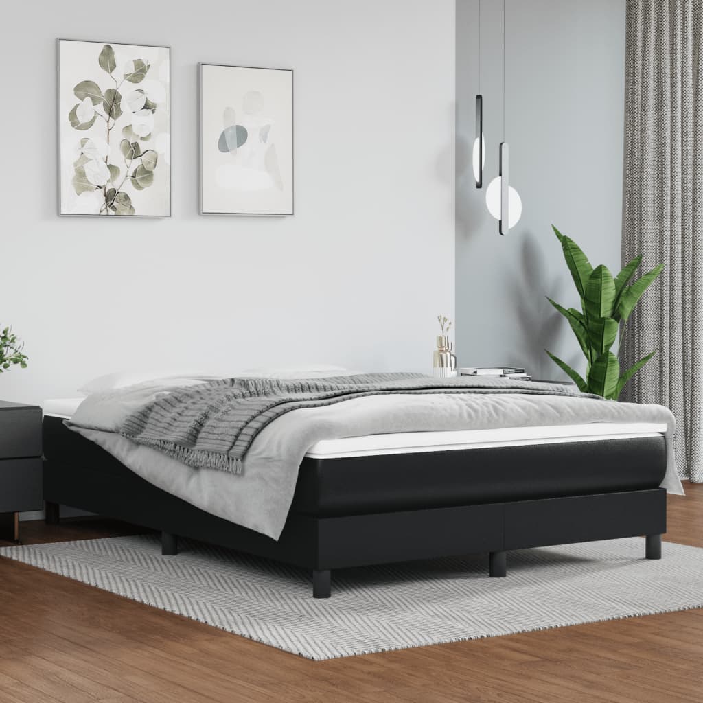 Boxspring bed kunstleer zwart 140x190 cm is nu te koop bij PeponiXL, paradijselijk wonen!