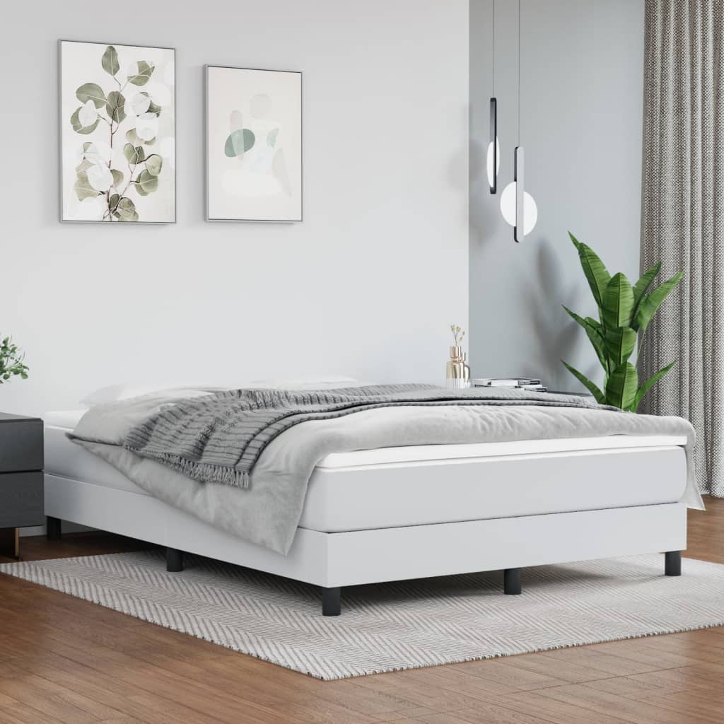 Boxspring bed kunstleer wit 140x190 cm is nu te koop bij PeponiXL, paradijselijk wonen!