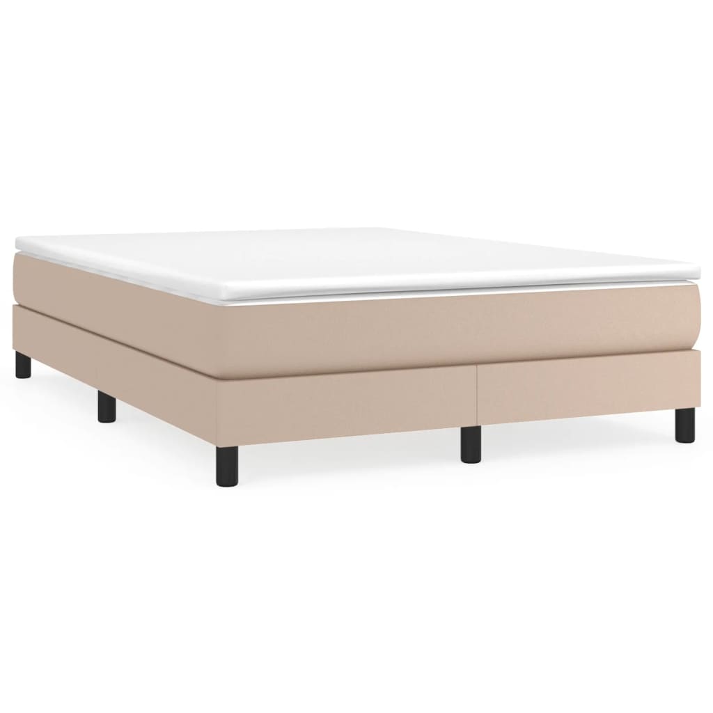Boxspring bed kunstleer cappuccinokleurig 140x190 cm is nu te koop bij PeponiXL, paradijselijk wonen!