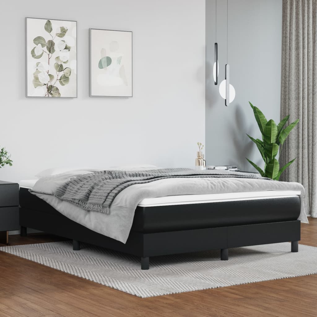 Boxspring bed kunstleer zwart 140x200 cm is nu te koop bij PeponiXL, paradijselijk wonen!