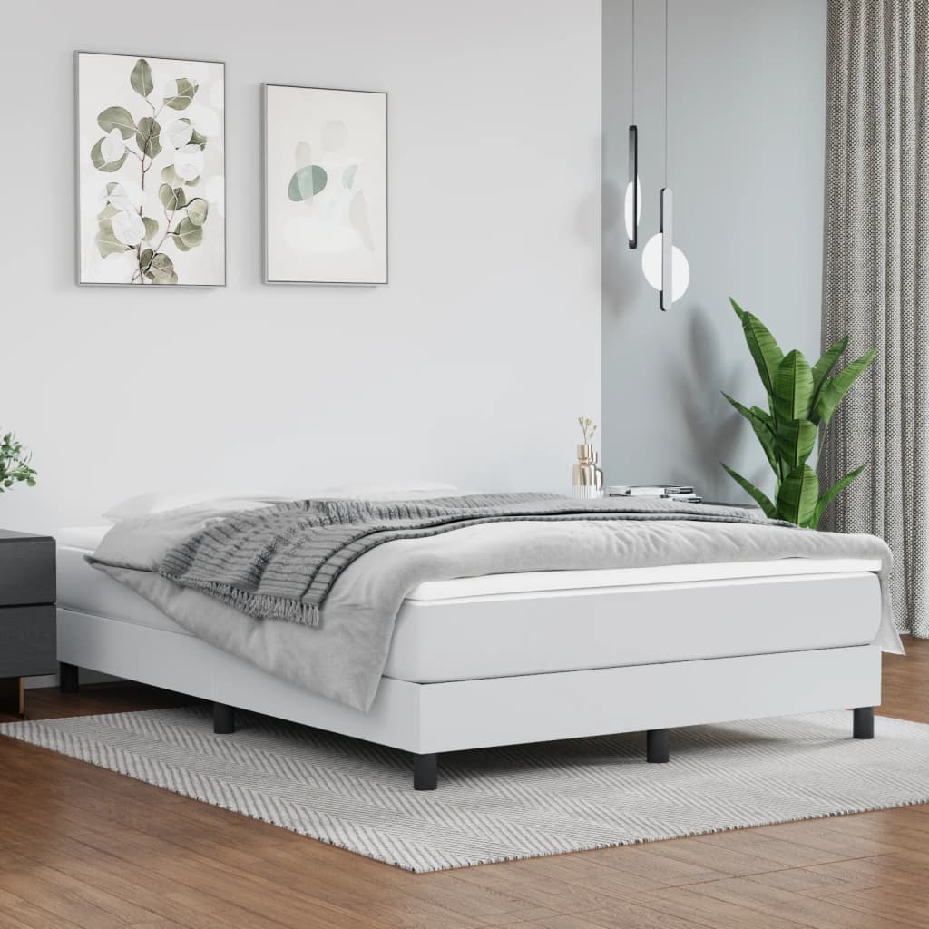 Boxspring bed kunstleer wit 140x200 cm is nu te koop bij PeponiXL, paradijselijk wonen!