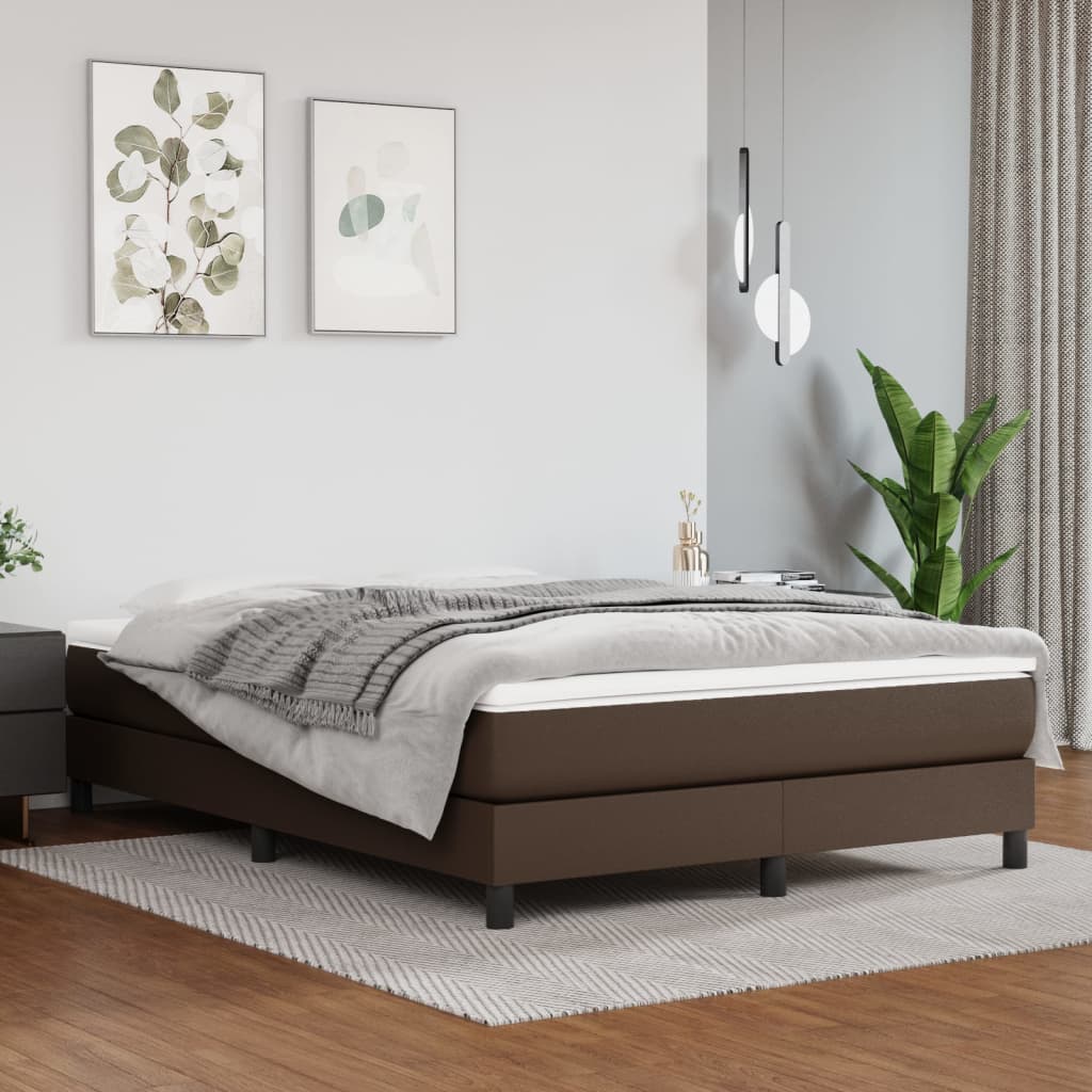 Boxspring bed kunstleer bruin 140x200 cm is nu te koop bij PeponiXL, paradijselijk wonen!