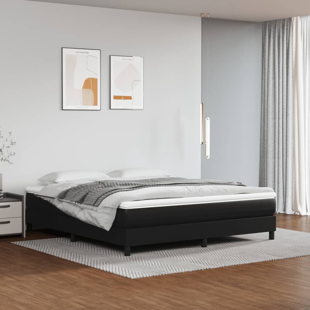 Boxspring bed kunstleer zwart 160x200 cm is nu te koop bij PeponiXL, paradijselijk wonen!