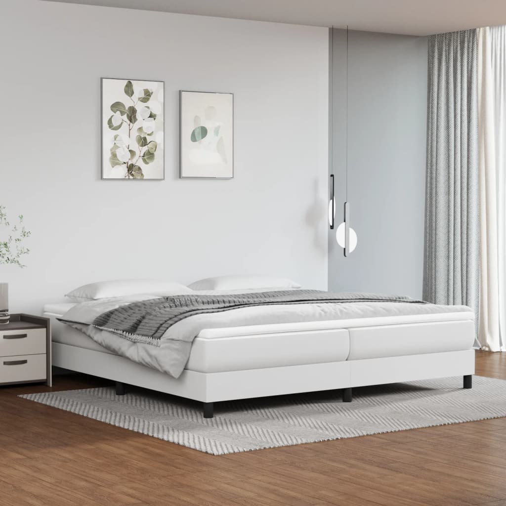 Boxspring bed kunstleer wit 200x200 cm is nu te koop bij PeponiXL, paradijselijk wonen!
