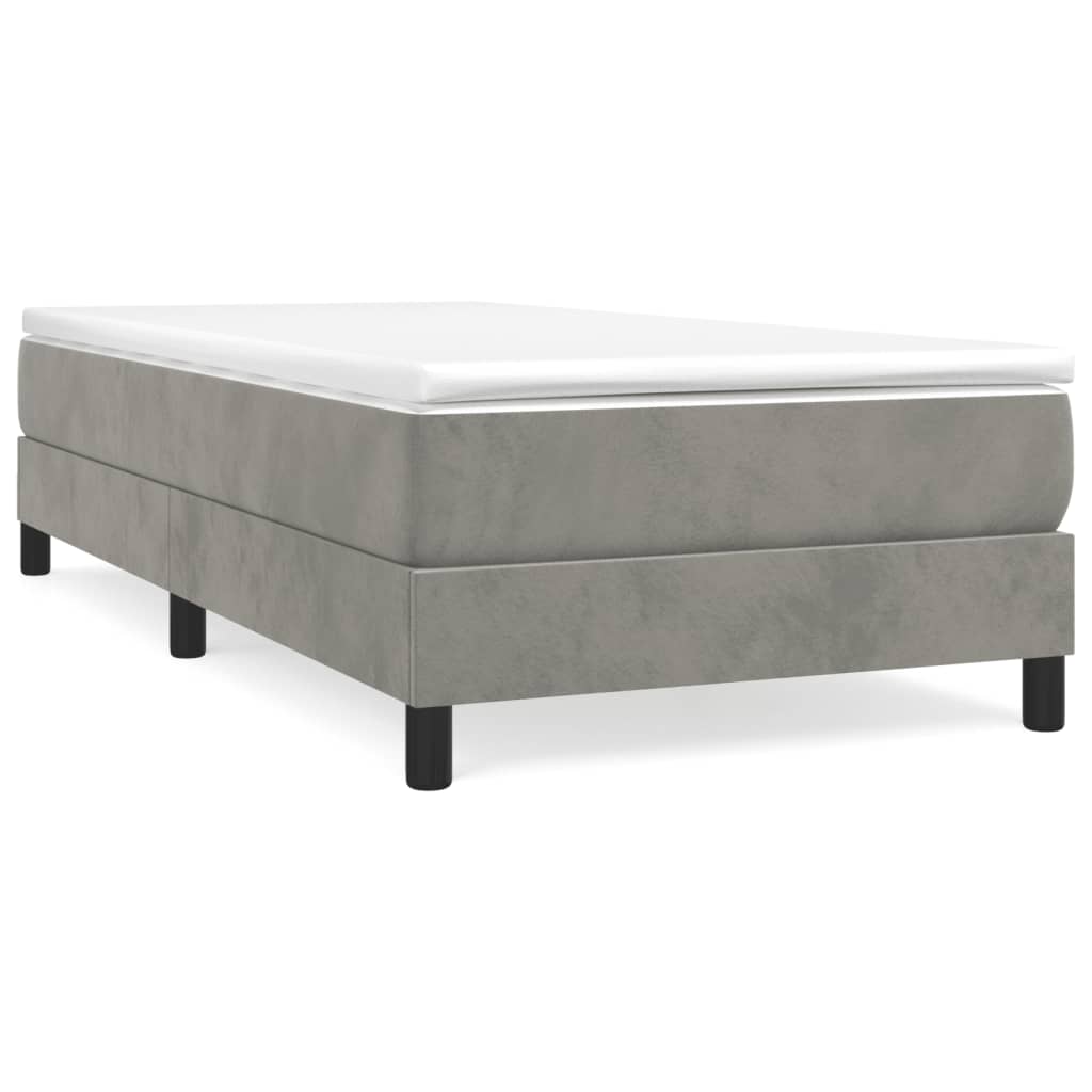 Boxspring bed 90x190 cm fluweel lichtgrijs is nu te koop bij PeponiXL, paradijselijk wonen!