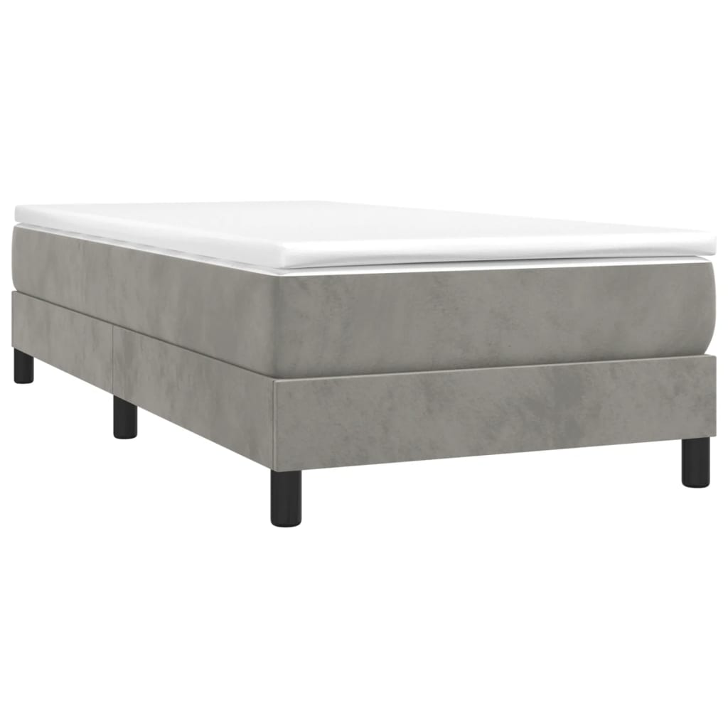 Boxspring bed 90x190 cm fluweel lichtgrijs is nu te koop bij PeponiXL, paradijselijk wonen!