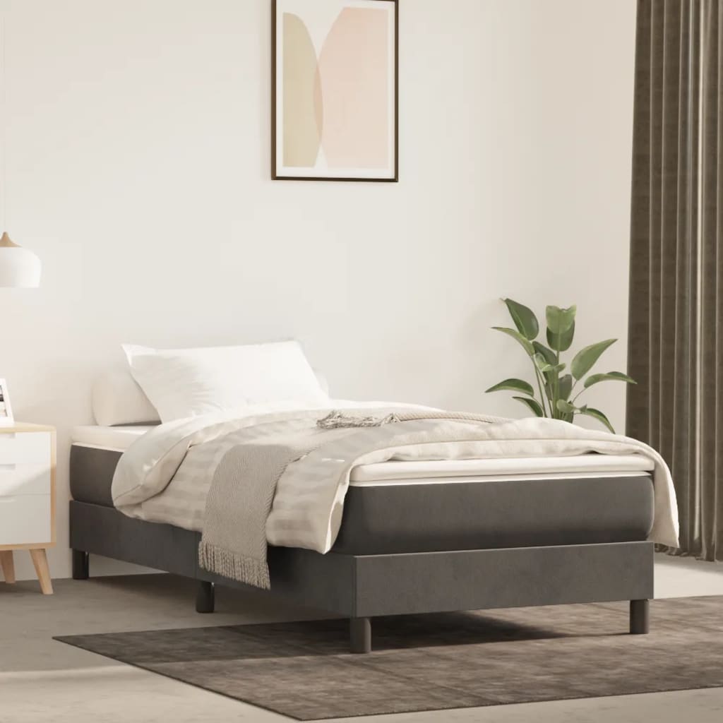 Boxspring bed 90x190 cm fluweel donkergrijs is nu te koop bij PeponiXL, paradijselijk wonen!