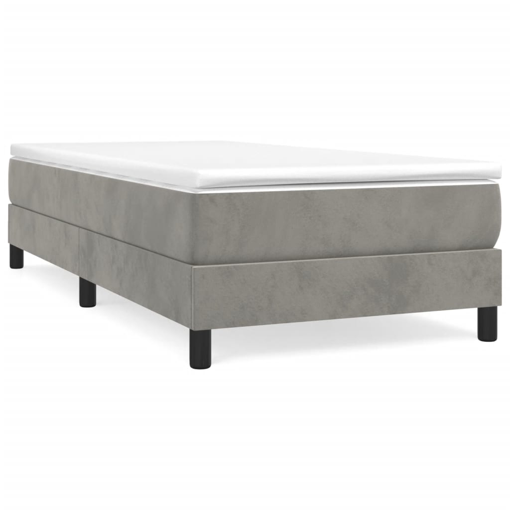 Boxspring bed 90x200 cm fluweel lichtgrijs is nu te koop bij PeponiXL, paradijselijk wonen!