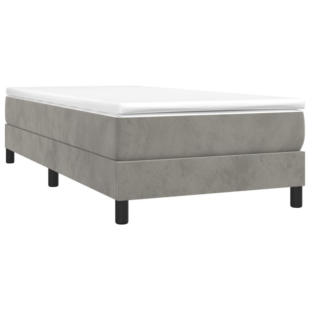 Boxspring bed 90x200 cm fluweel lichtgrijs is nu te koop bij PeponiXL, paradijselijk wonen!