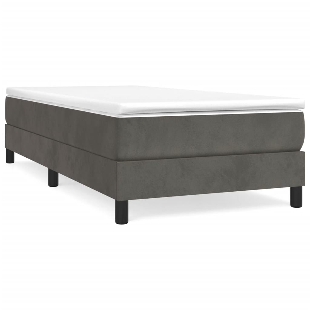 Boxspring bed 90x200 cm fluweel donkergrijs is nu te koop bij PeponiXL, paradijselijk wonen!