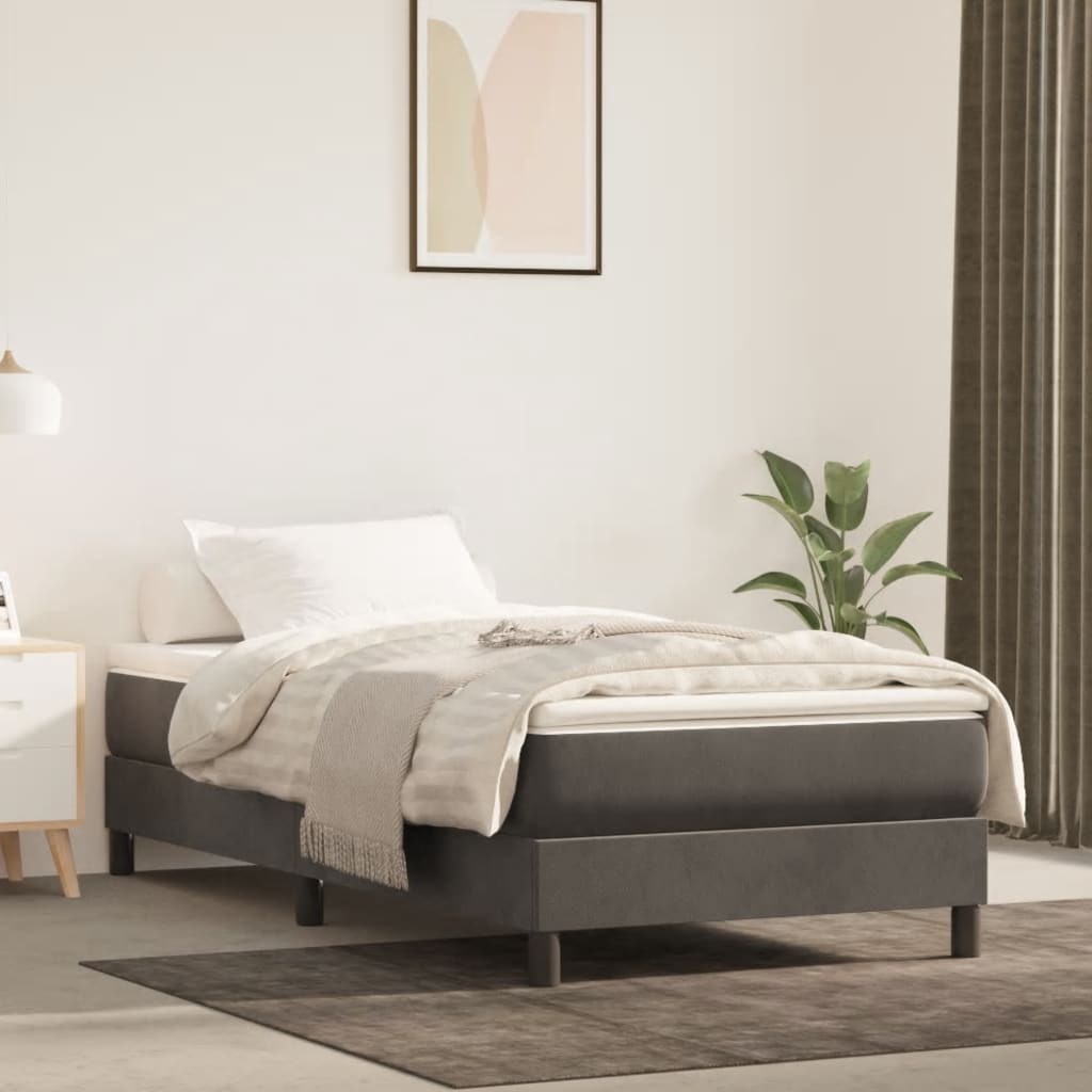 Boxspring bed 90x200 cm fluweel donkergrijs is nu te koop bij PeponiXL, paradijselijk wonen!