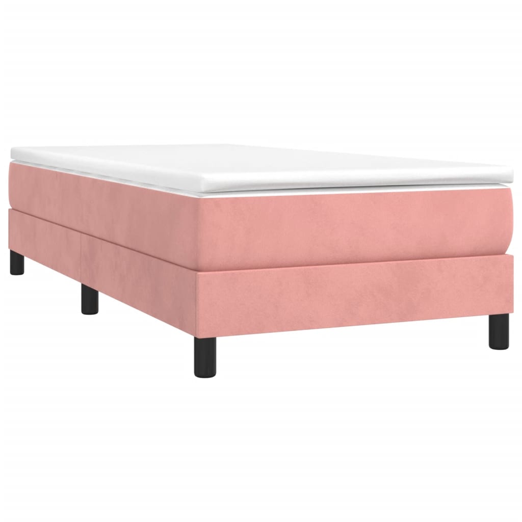 Boxspring bed fluweel roze 90x200 cm is nu te koop bij PeponiXL, paradijselijk wonen!