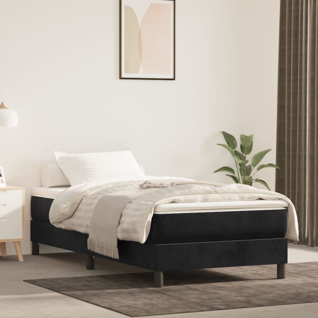 Boxspring bed 100x200 cm fluweel zwart is nu te koop bij PeponiXL, paradijselijk wonen!