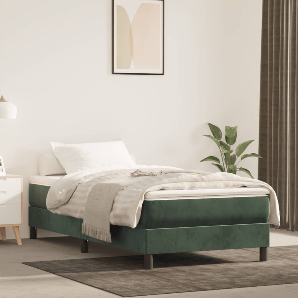 Boxspring bed 100x200 cm fluweel donkergroen is nu te koop bij PeponiXL, paradijselijk wonen!