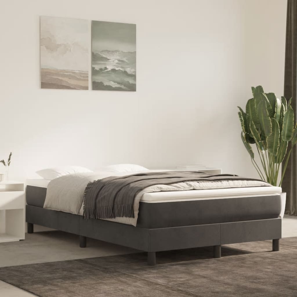Boxspring bed 120x200 cm fluweel donkergrijs is nu te koop bij PeponiXL, paradijselijk wonen!