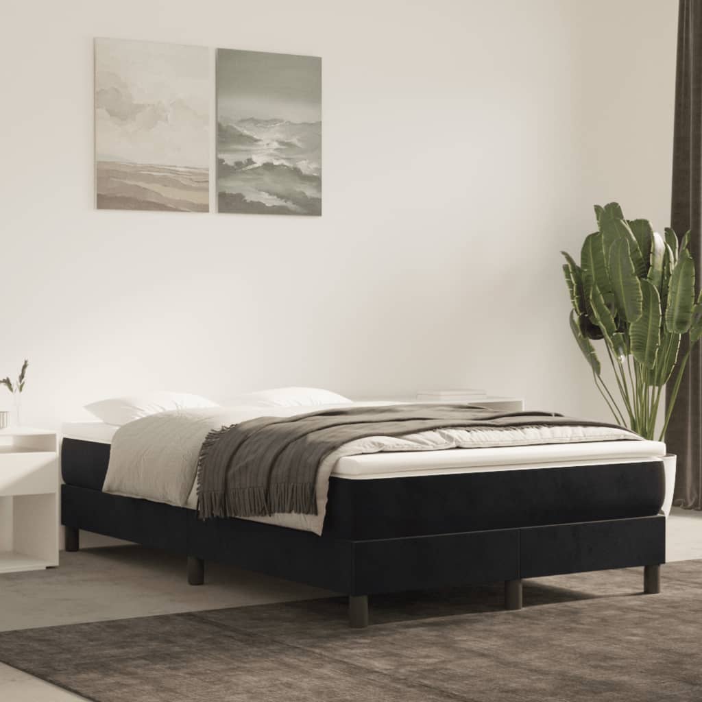 Boxspring bed 120x200 cm fluweel zwart is nu te koop bij PeponiXL, paradijselijk wonen!