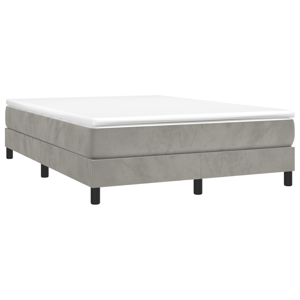 Boxspring bed 140x190 cm fluweel lichtgrijs is nu te koop bij PeponiXL, paradijselijk wonen!