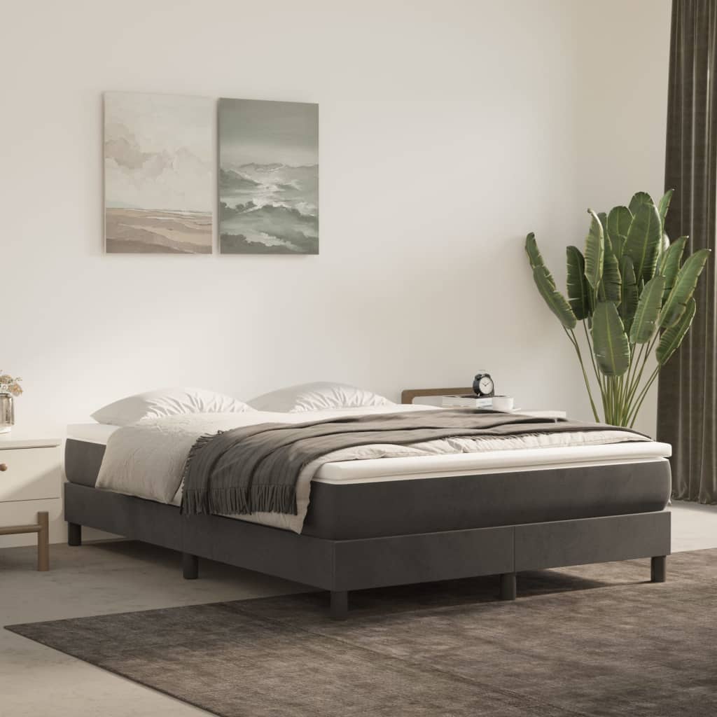 Boxspring bed 140x190 cm fluweel donkergrijs is nu te koop bij PeponiXL, paradijselijk wonen!