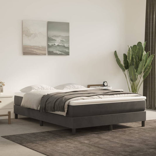 Boxspring bed 140x190 cm fluweel donkergrijs is nu te koop bij PeponiXL, paradijselijk wonen!