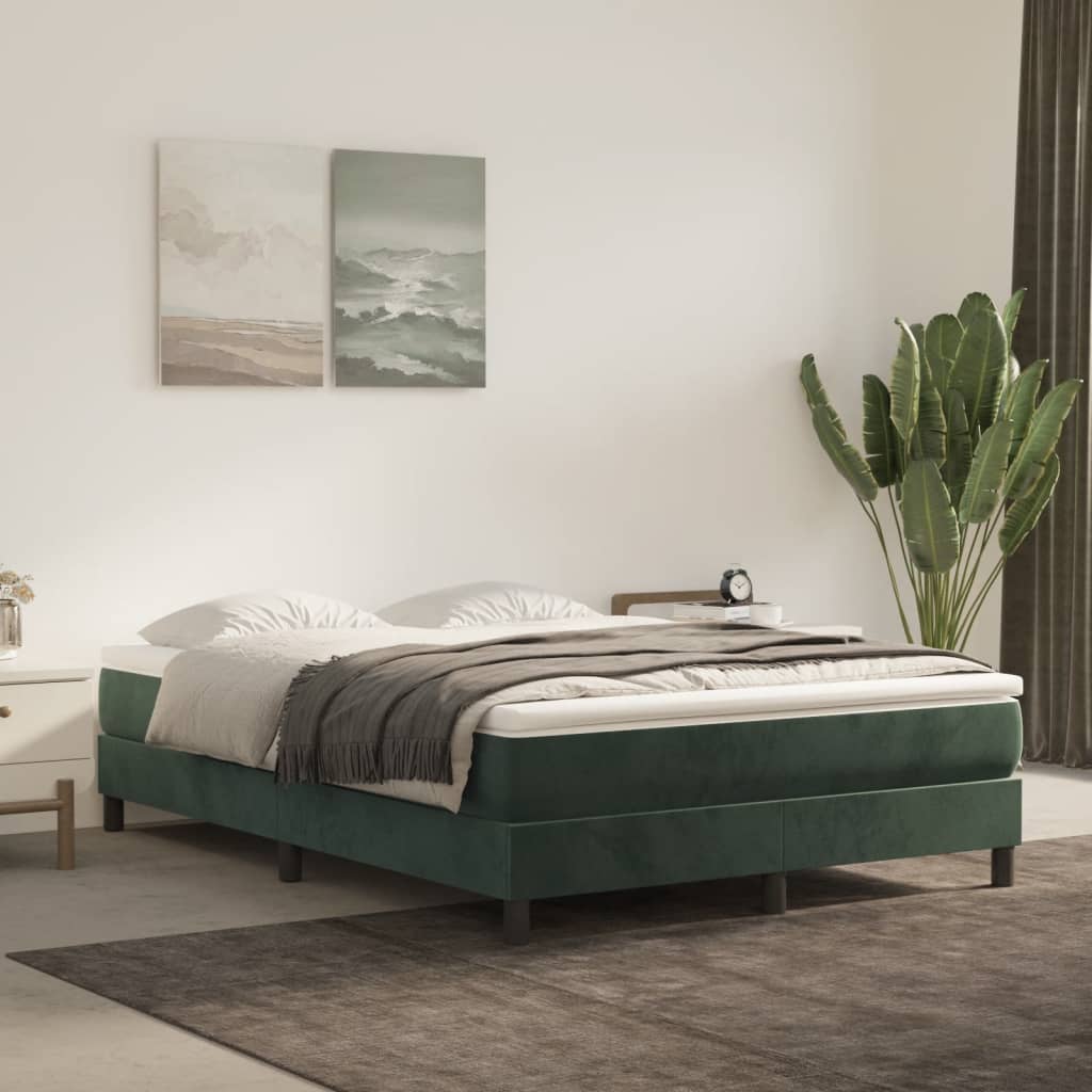 Boxspring bed 140x190 cm fluweel donkergroen is nu te koop bij PeponiXL, paradijselijk wonen!